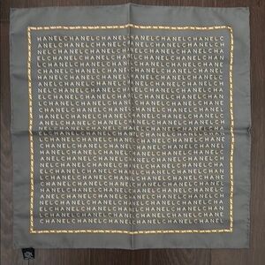 Chanel Silk Scarf in Gray with Gold Details